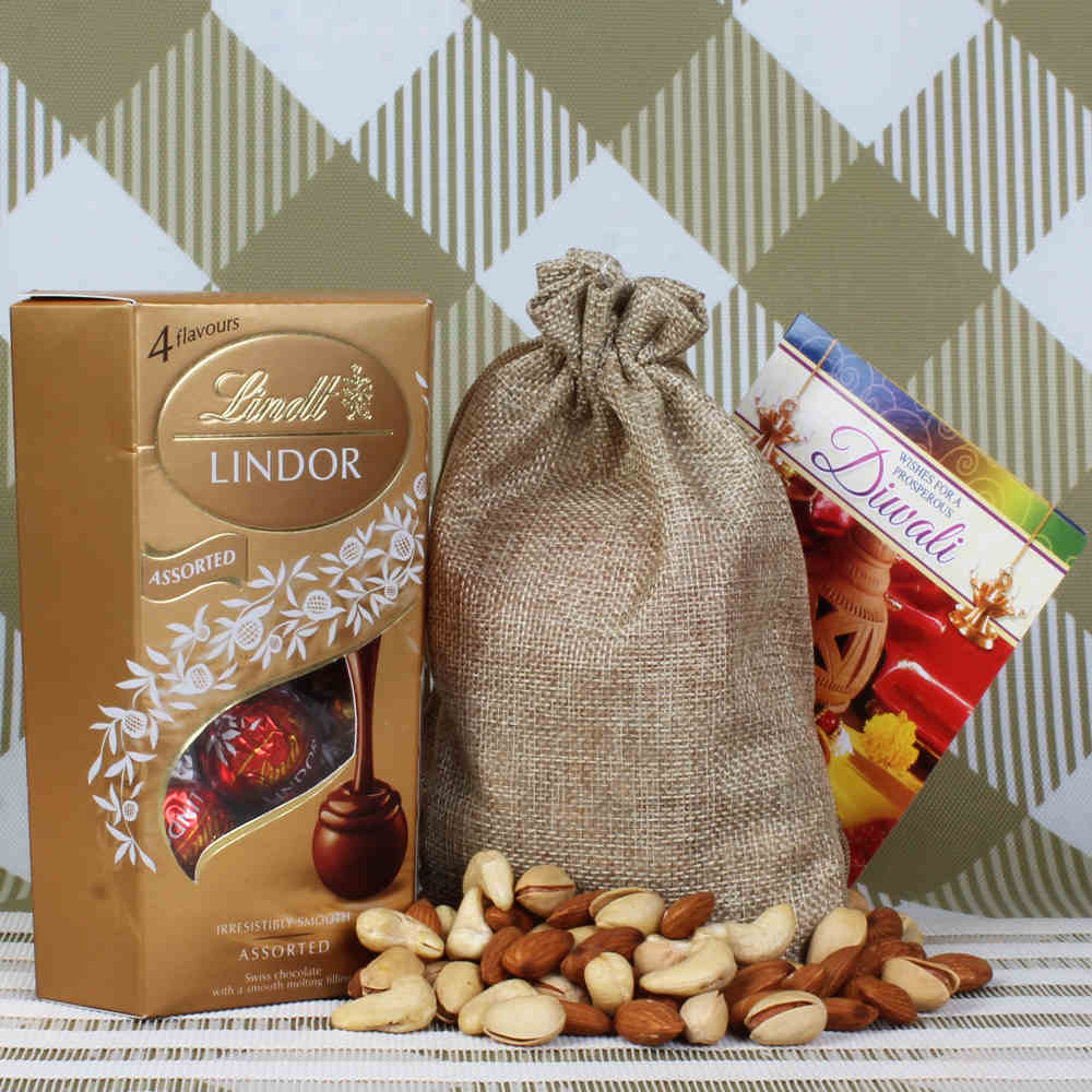 Diwali Combo of Lindt Lindor and Dryfruit Card