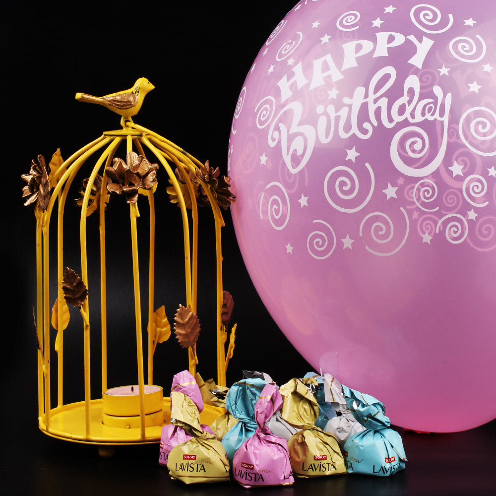 Birthday Balloon and Chocolate in Cage