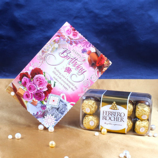 Ferrero Rocher Chocolate Box with  Birthday Greeting Card