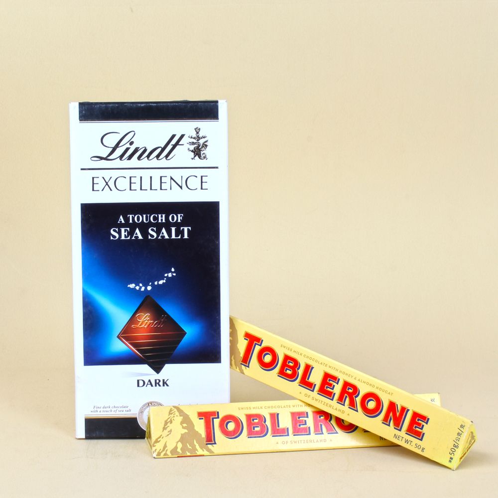 Chocolates pair of Lindt Excellence with Toblerone