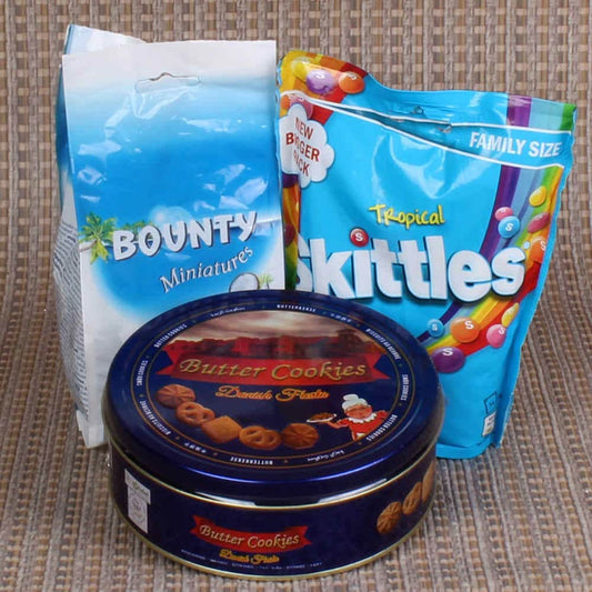 Cookies with Bounty Skittles Chocolates