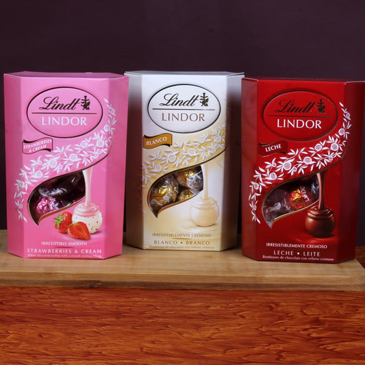 Lindor Milk and White with Strawberry Chocolates Box