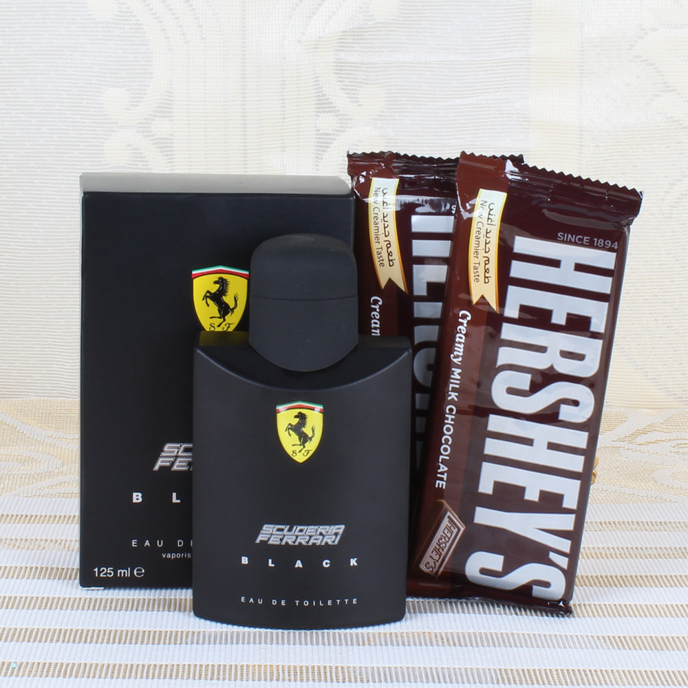 Ferrari Black Perfume and Hersheys Chocolate