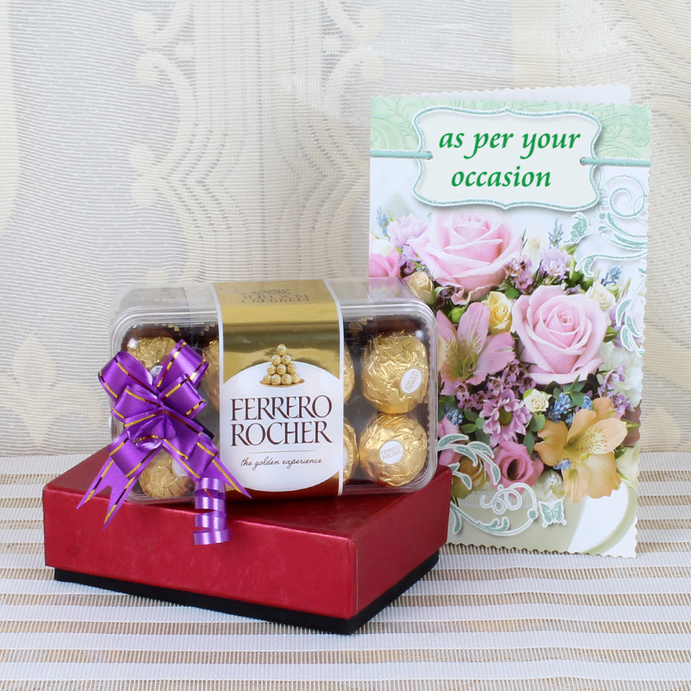 Greeting Card and Ferrero Rocher Chocolate Online