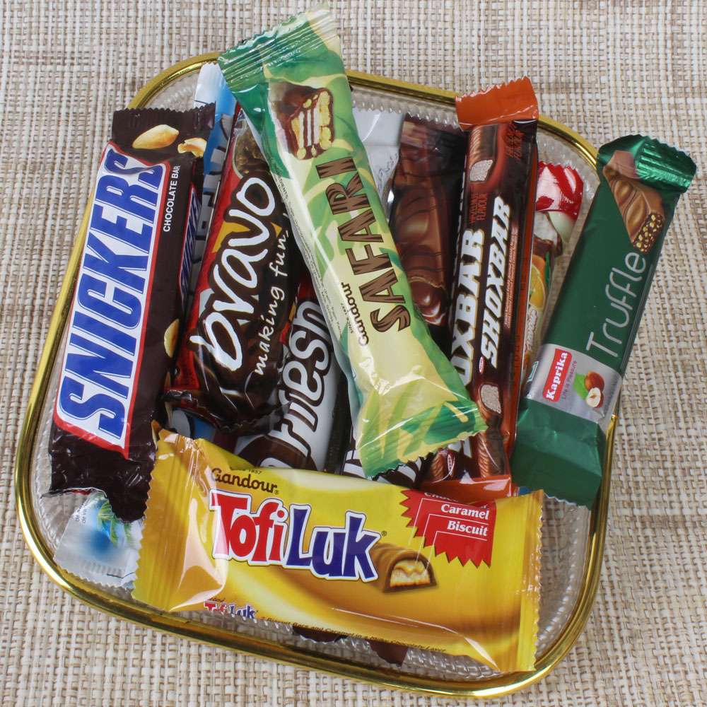 Gift Tray of Ten Imported Chocolate Bars