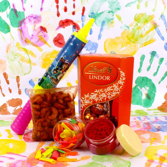Holi Hamper of Lindt Lindor with Masala cashew and Balloons