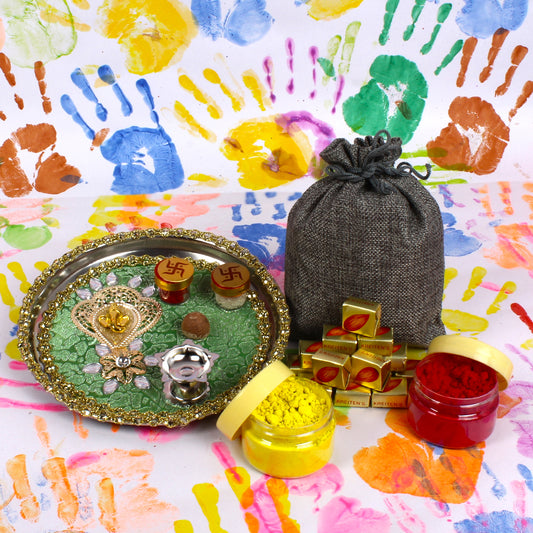 Hamper of Decorated Holi Pooja Thali