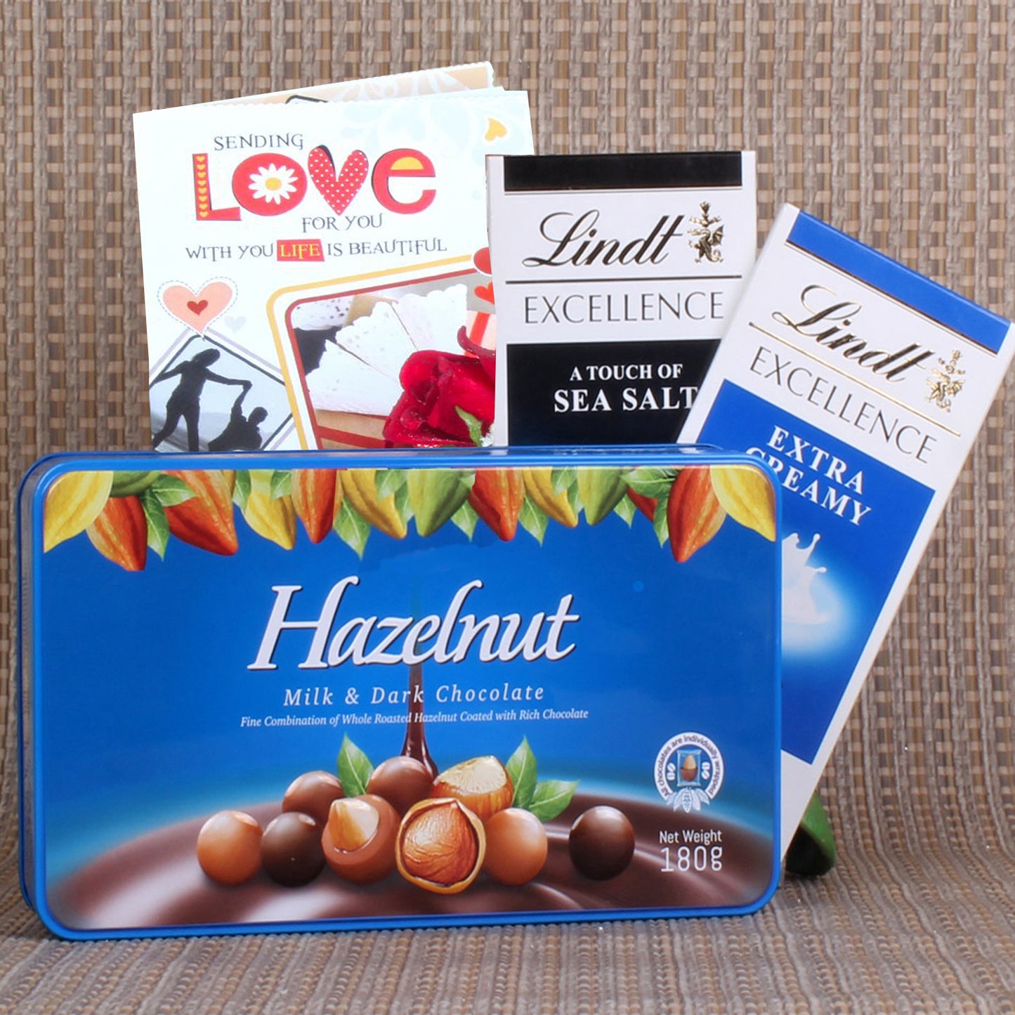 Valentines Day Gift of Imported Lindt and Hazelnut Chocolates