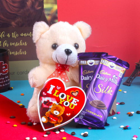 Love Card Cuddly Bear and Chocolates Gift