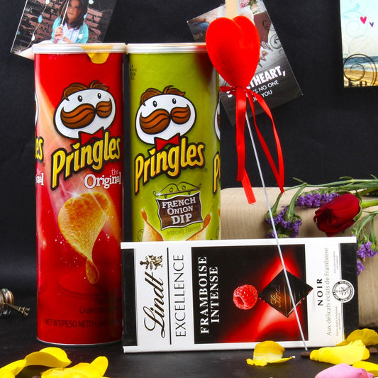 Valentine Special Lindt Chocolate and Pringles Chips