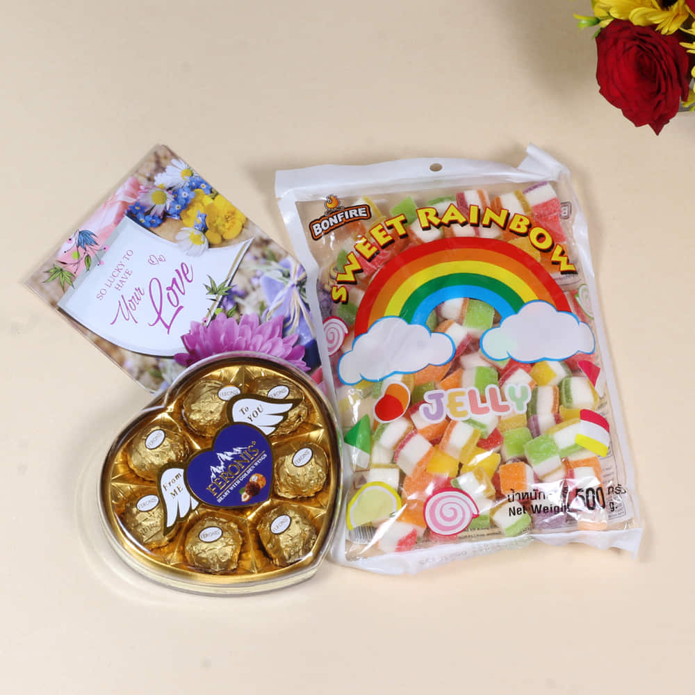 Valentines Gift of Jelly Toffees and Chocolate