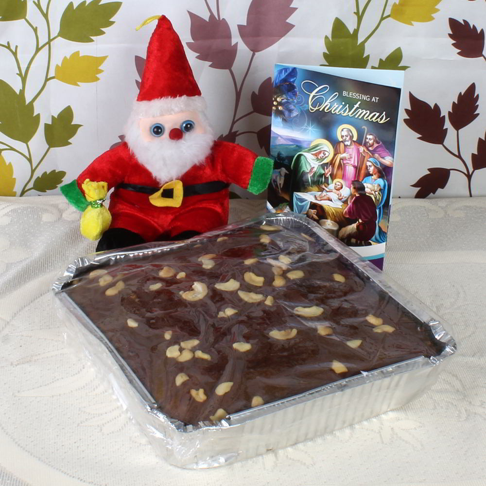 Xmas Gift of Plum Cake and Santa with Card